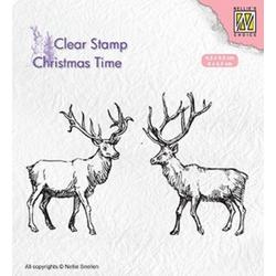 CT028 Clear stempel clearstamp two reindeer rendieren christmas time kerst